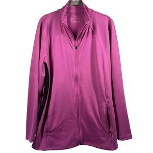 T By Talbots Sun Protection UPF 50 Large Full Zip Jacket‎ Stretch Pink Pockets